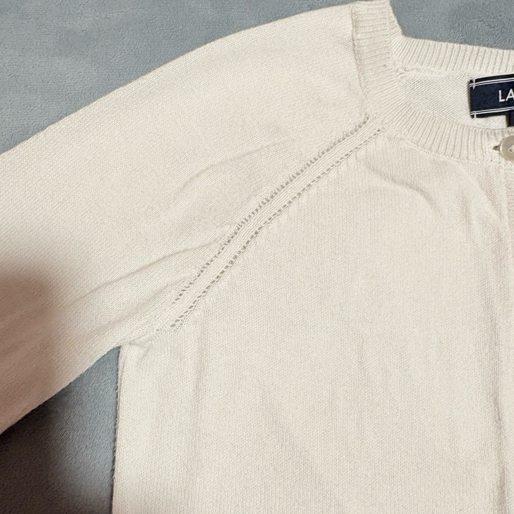 Lands End Girls Light Cotton Button Down Sweater (M)
